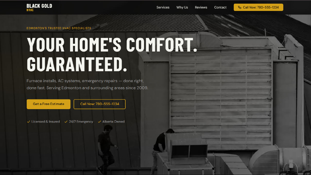 Black Gold HVAC demo site screenshot